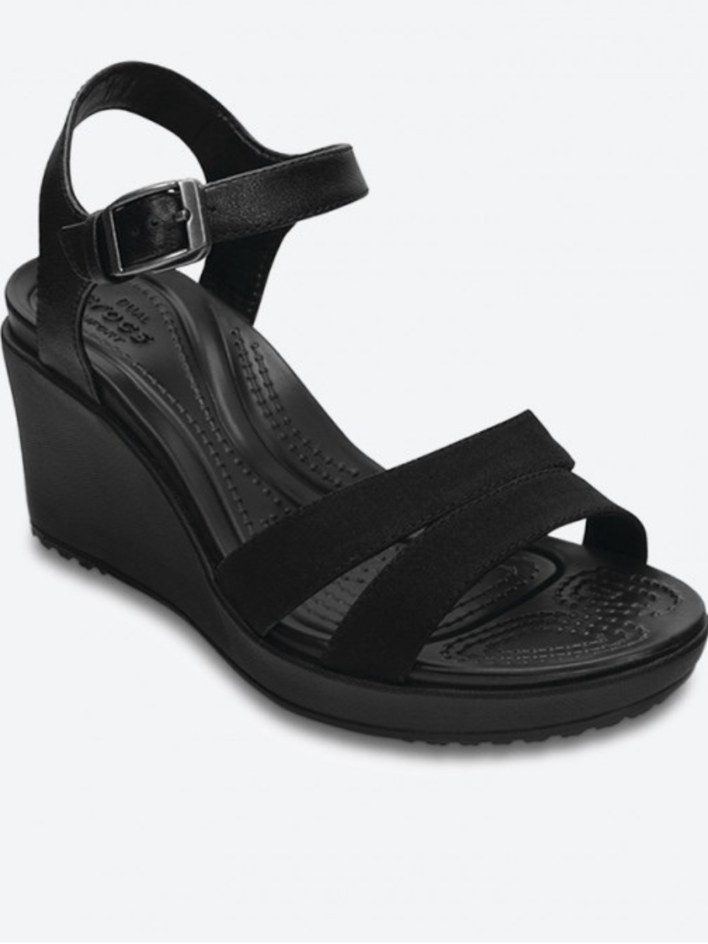 Crocs Leigh II Ankle strap Wedge heel Sandals Shoes Black Size 9 Womens